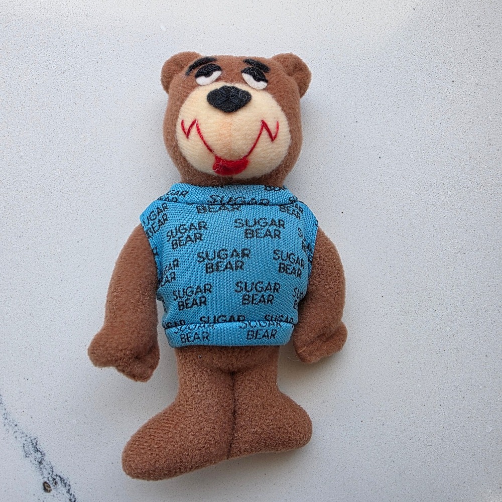 General Foods Sugar Bear Plush Cereal Mascot Blue Logo Sweater Vintage 5in‎